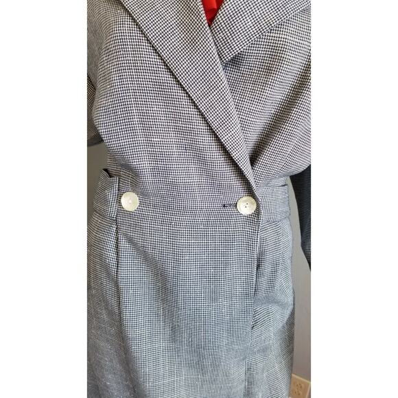 70s Vintage Stuart Alan Navy & White Houndstooth Faux Wrap Dress - M - Picture 6 of 6